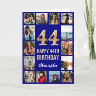 Carte 44e Joyeux Anniversaire Marine Bleu & Gold Photo C