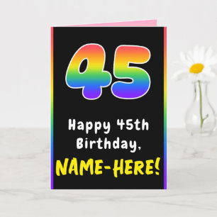 Carte 45e anniversaire : Arc-en-ciel coloré # 45, Nom pe