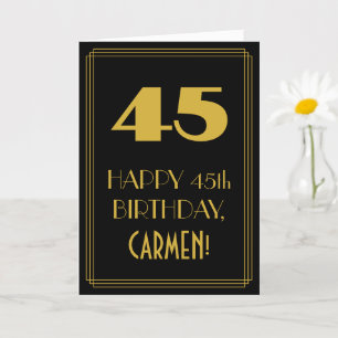 Carte 45e anniversaire - Art Déco Inspiré Look "45" & No