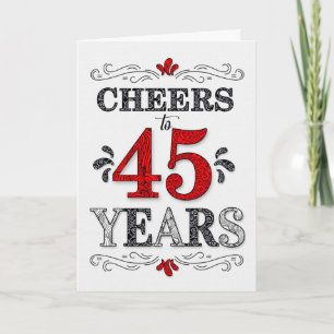 Carte 45e anniversaire Cheers en Motif noir blanc rouge