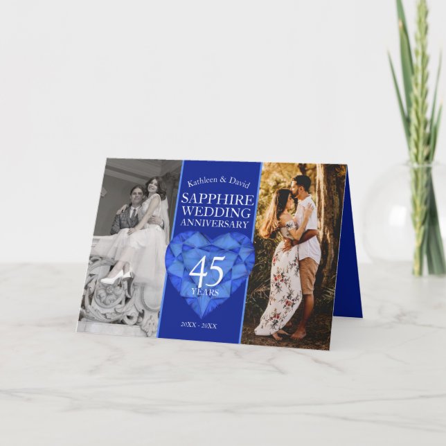 Carte 45e anniversaire du mariage saphir maintenant phot (Devant)