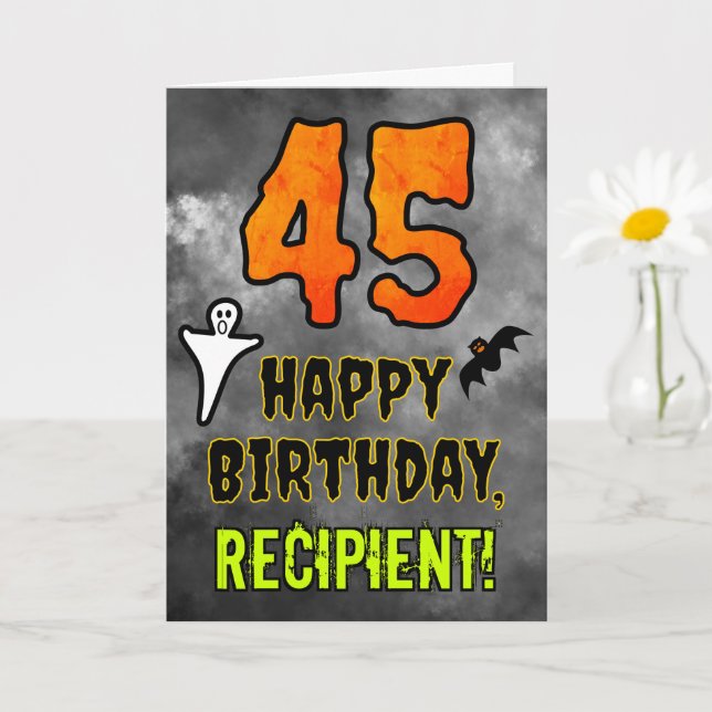 Carte 45e anniversaire : Eerie Halloween Thème + Nom per (Petite plante)