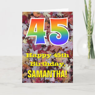 Carte 45e anniversaire; feuilles d'automne rustiques; ar