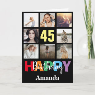 Carte 45e anniversaire heureux Collage photo moderne noi