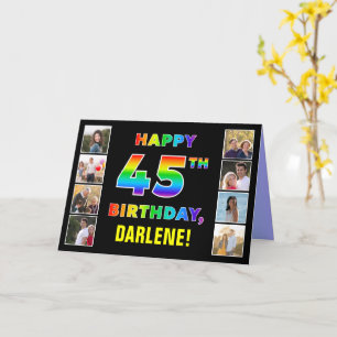 Carte 45e anniversaire : Rainbow Text, Custom Photos & N