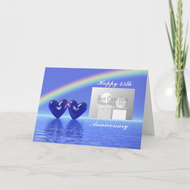Carte 45e anniversaire Sapphire Hearts Photo (Devant)