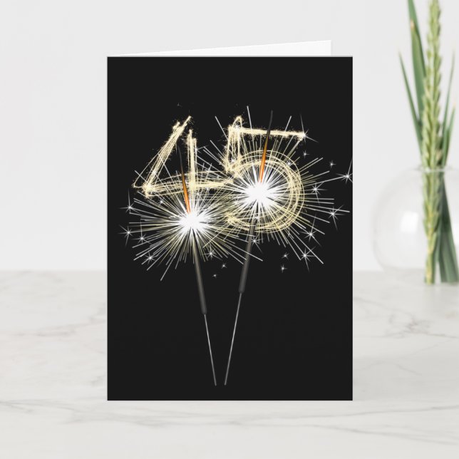 Carte 45e anniversaire Sparklers sur Noir (Devant)