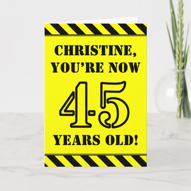 Carte 45e anniversaire : texte de style crayon amusant,  (Devant)
