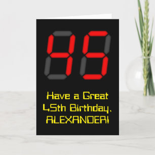 Carte 45ème anniversaire : Rouge Digital Horloge Style "
