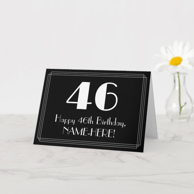 Carte 46e anniversaire ~ Art Déco Inspiré Look "46", Nom (Petite plante)