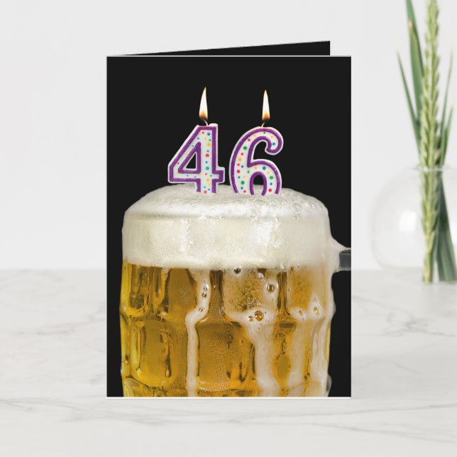 Carte 46e anniversaire Bière en noir (Devant)