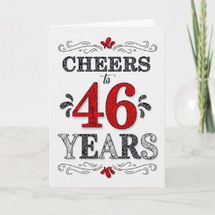 Carte 46e anniversaire Cheers en Motif noir blanc rouge