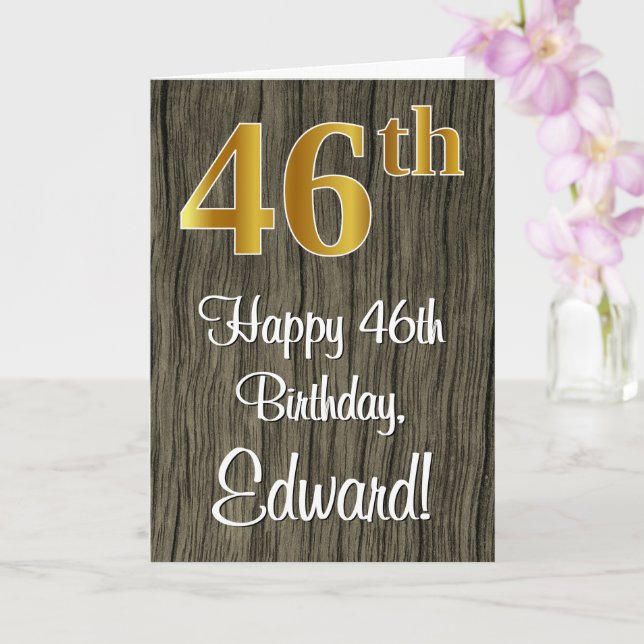 Carte 46e anniversaire : Elégant Faux Gold Look #, Faux  (Orchidée)