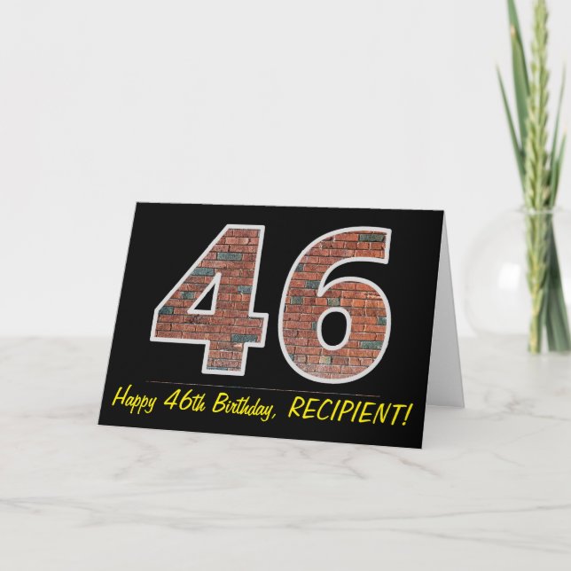 Carte 46e anniversaire - Motif de mur de briques "46" av (Devant)