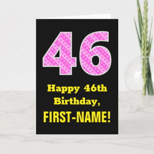 Carte 46e anniversaire : Pink Stripes and Hearts "46" + 
