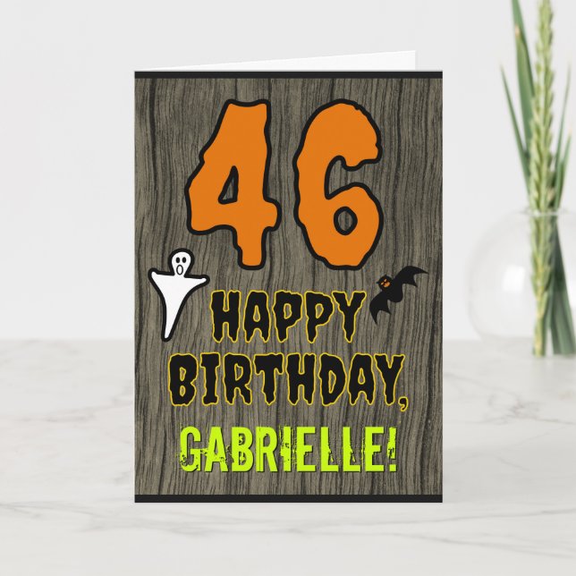Carte 46e anniversaire : Thème d'Halloween Éffrayant, No (Devant)