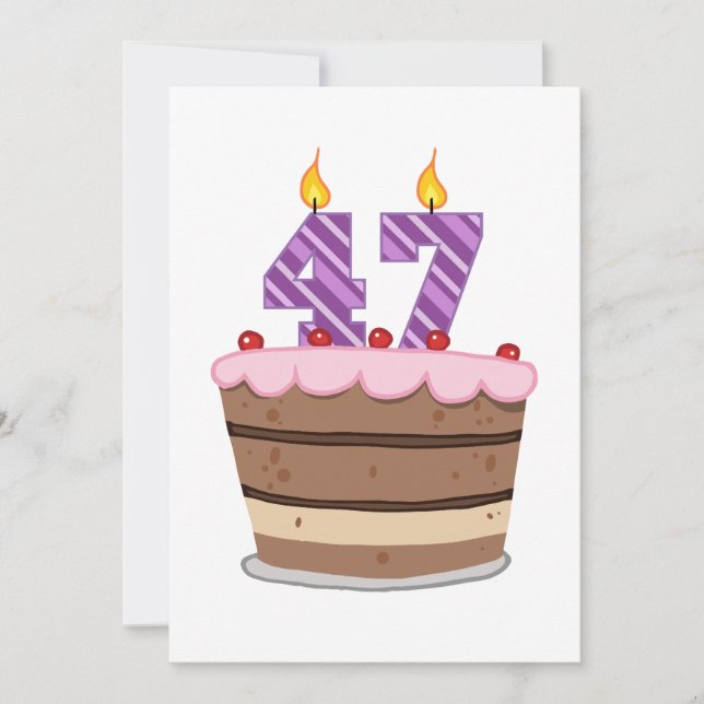 Carte 47 ans sur le gâteau d'anniversaire (Devant)