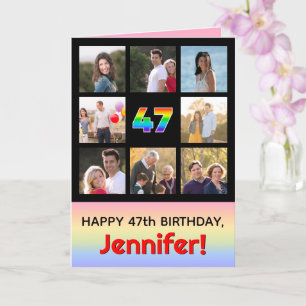 Carte 47e anniversaire : Arc en ciel amusant #, photos p