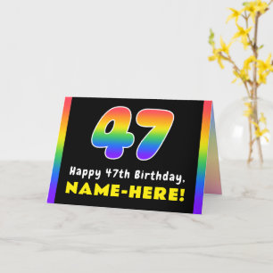 Carte 47e anniversaire : Arc-en-ciel coloré # 47, Nom pe