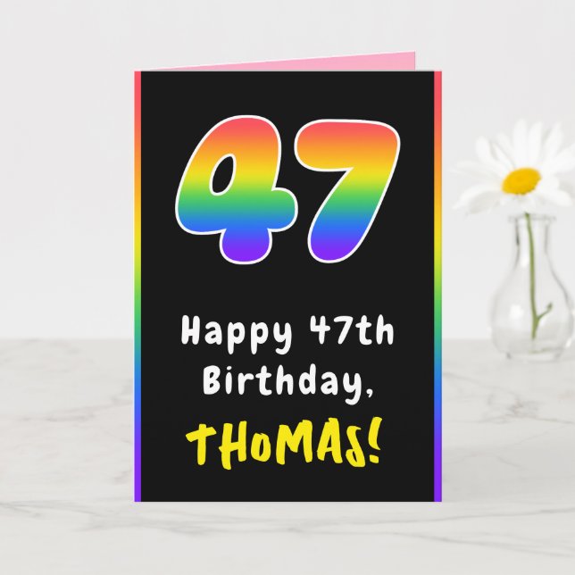 Carte 47e anniversaire : Arc-en-ciel coloré # 47, Nom pe (Petite plante)