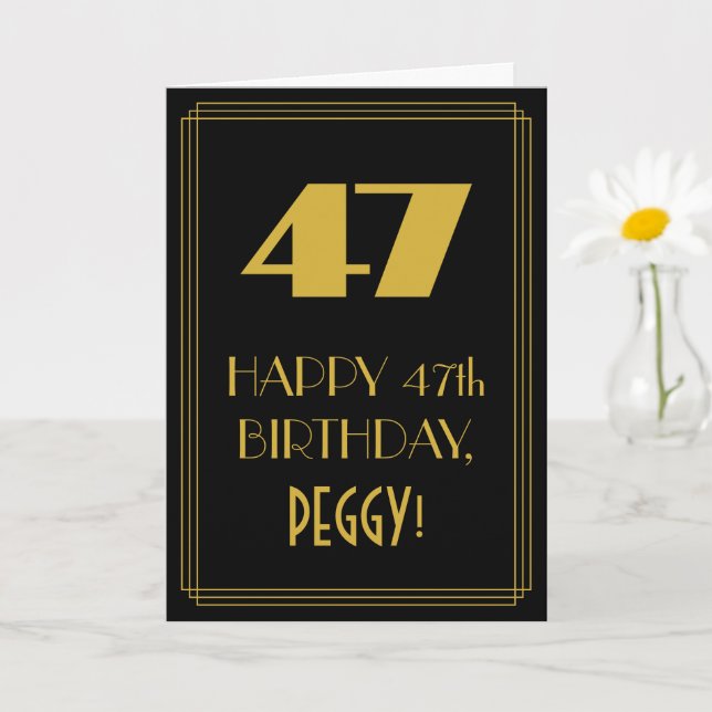Carte 47e anniversaire - Art Déco Inspiré Look "47" & No (Petite plante)