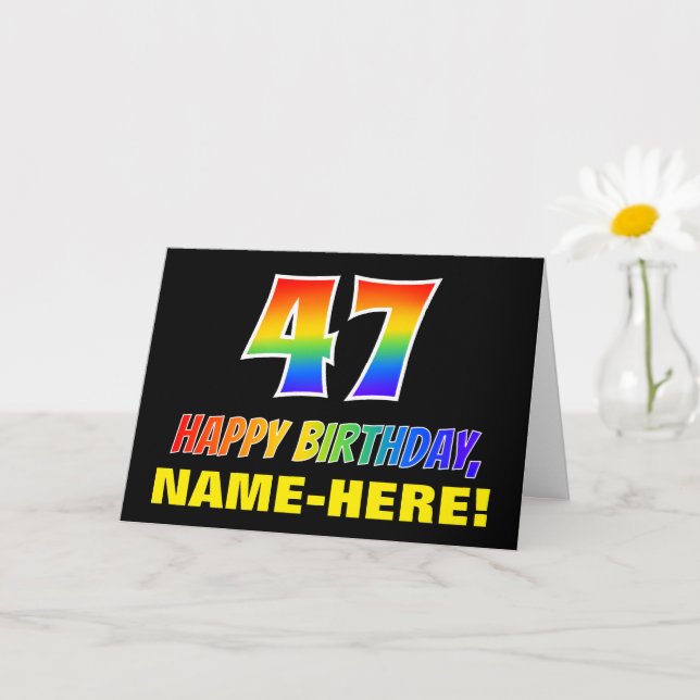 Carte 47e anniversaire : Bold, amusant, simple, arc-en-c (Petite plante)