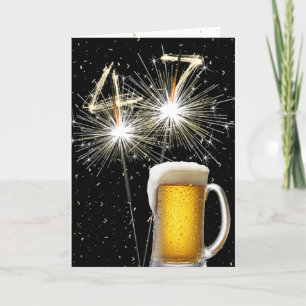 Carte 47e anniversaire Sparklers avec Beer Mug