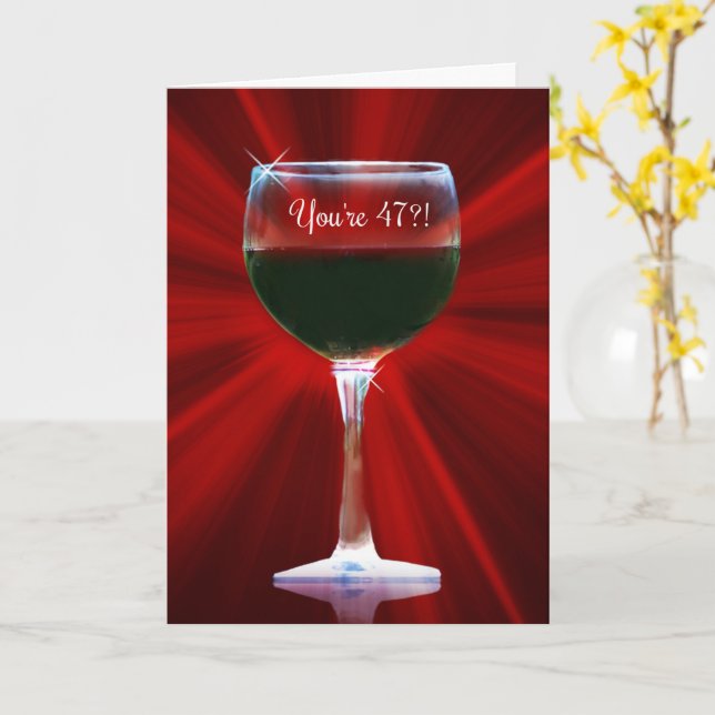 Carte 47e Anniversaire Vin Drôle Cheers Card (Fleur jaune)