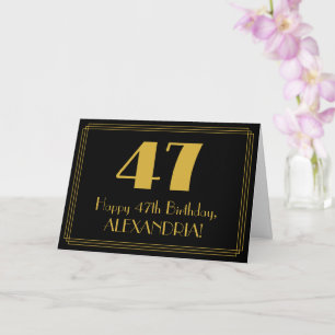 Carte 47ème anniversaire : Art Déco Inspiré Look "47" + 