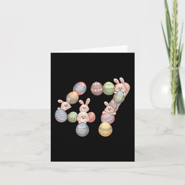 Carte 47ème Président Pâques Donald Trump 47 oeufs Bunny (Devant)