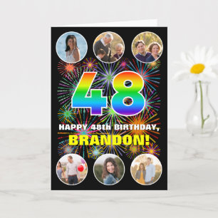 Carte 48e anniversaire : Arc en ciel amusant #, Nom pers