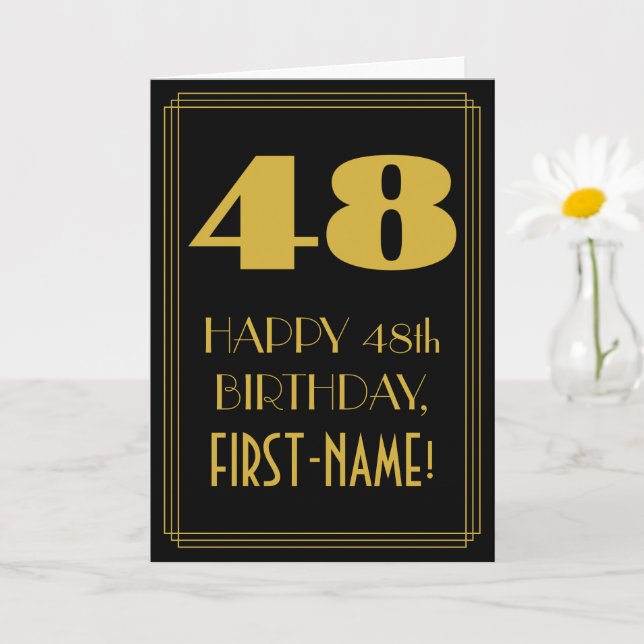 Carte 48e anniversaire ~ Art Déco Inspiré Look "48" & No (Petite plante)