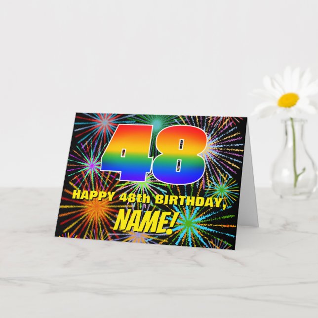 Carte 48e anniversaire : Feu d'artifice festif amusant e (Petite plante)