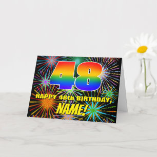 Carte 48e anniversaire : Feu d'artifice festif amusant e