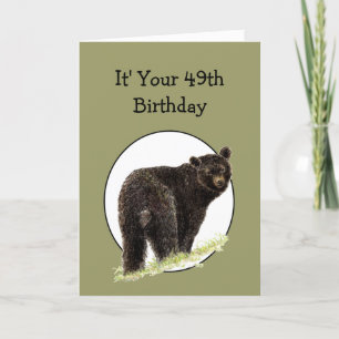 Carte 49e anniversaire amusant Ours noir - Grin et l'our