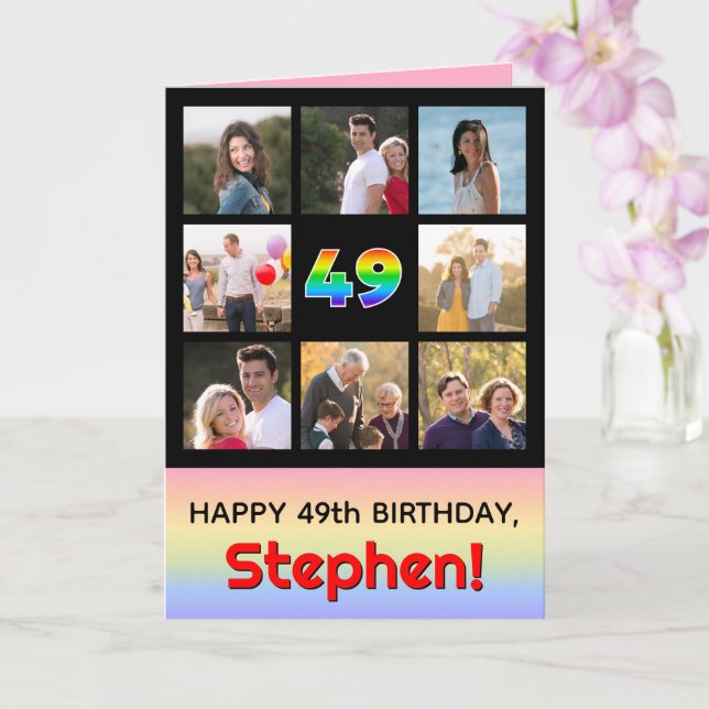 Carte 49e anniversaire : Arc en ciel amusant #, photos p (Orchidée)