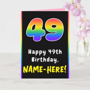 Carte 49e anniversaire : Arc-en-ciel coloré # 49, Nom pe