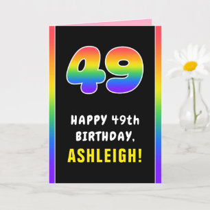 Carte 49e anniversaire : Arc-en-ciel coloré # 49, Nom pe