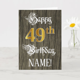Carte 49e anniversaire : aspect or faux + motif imitatio
