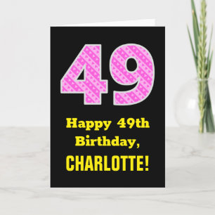 Carte 49e Anniversaire : Bandes roses et coeurs "49" + N