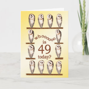 Carte 49e anniversaire, Curious owls card.