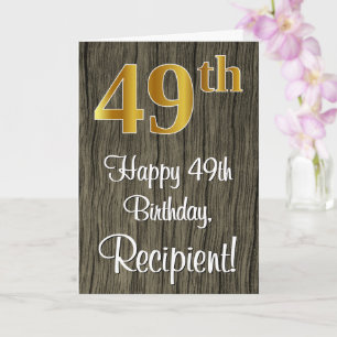 Carte 49e anniversaire : Elégant Faux Gold Look #, Faux 