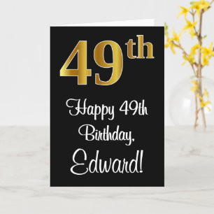 Carte 49e anniversaire ~ Elégant Luxueux Faux Gold Look 