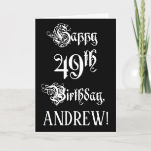 Carte 49e anniversaire : Fancy, Elegant Script + Nom per