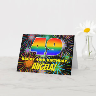 Carte 49e anniversaire : Feu d'artifice festif amusant e