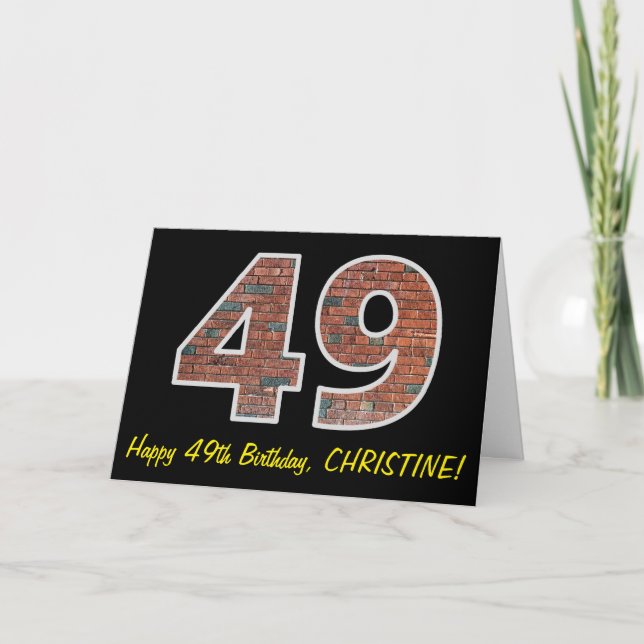 Carte 49e anniversaire - Motif de mur de briques "49" av (Devant)