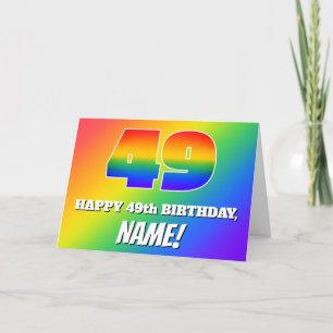Carte 49e anniversaire : Motif Rainbow multicolore # 49