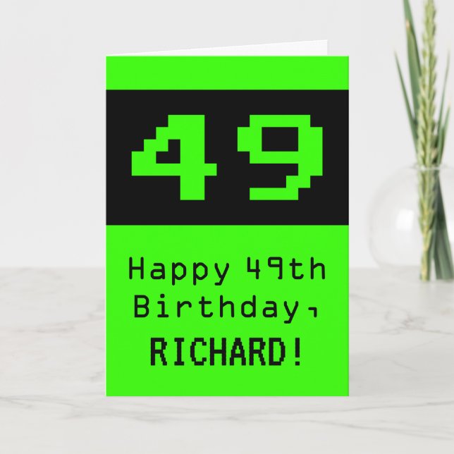 Carte 49e anniversaire : Nerdy / Geeky Style "49" et nom (Devant)