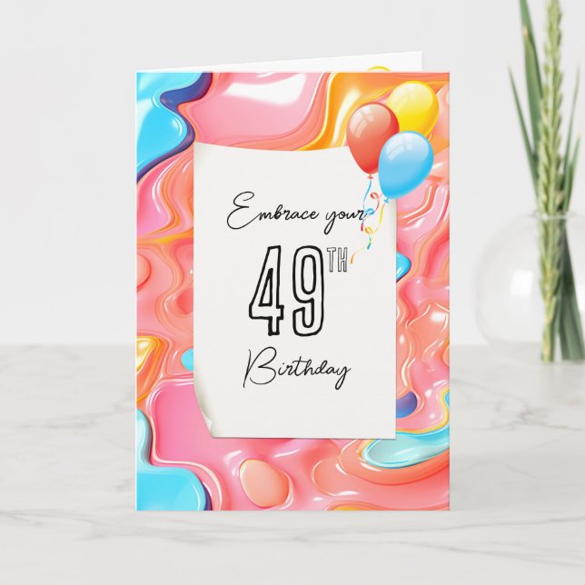 Carte 49e anniversaire Psychedelic 3D Abstrait (Devant)