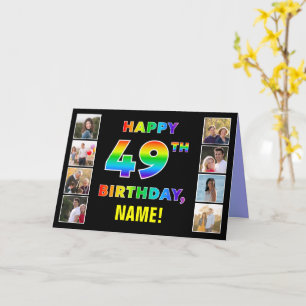 Carte 49e anniversaire : Rainbow Text, Custom Photos & N